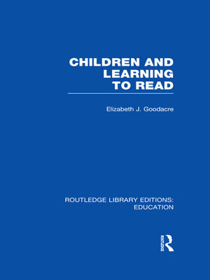 cover image of Children and Learning to Read (RLE Edu I)